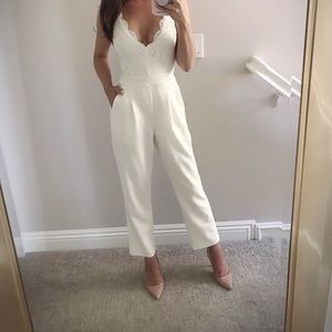 Express white lace jumpsuit